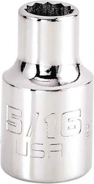 Proto - 5/16", 3/8" Drive, Intermediate Hand Socket - 12 Points, 1-15/64" OAL, Steel, Full Polish Finish - Exact Tooling