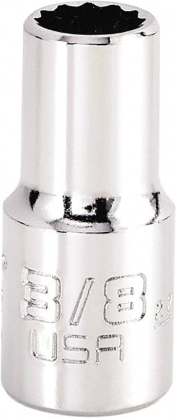 Proto - 3/8", 3/8" Drive, Intermediate Hand Socket - 12 Points, 1-15/64" OAL, Steel, Full Polish Finish - Exact Tooling