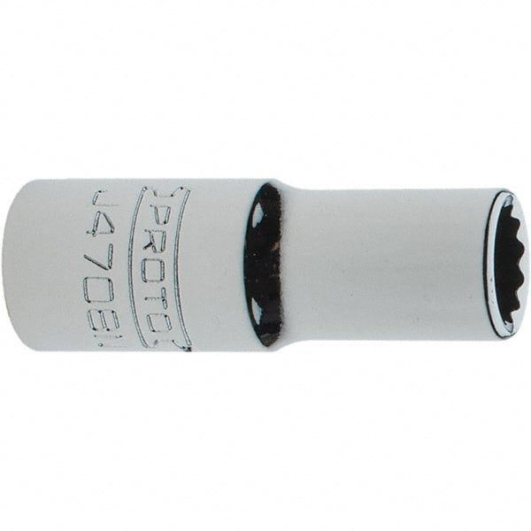 Proto - 1/4", 3/8" Drive, Intermediate Hand Socket - 12 Points, 1-15/64" OAL, Steel, Full Polish Finish - Exact Tooling