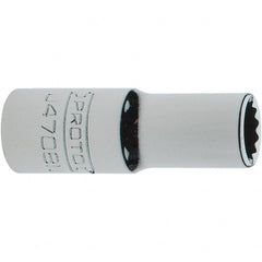 Proto - 1/4", 3/8" Drive, Intermediate Hand Socket - 12 Points, 1-15/64" OAL, Steel, Full Polish Finish - Exact Tooling