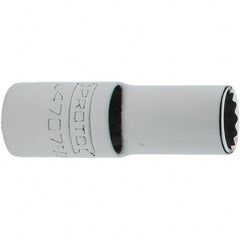 Proto - 1/4" Drive, Intermediate Hand Socket - 12 Points, 1-17/64" OAL, Steel, Full Polish Finish - Exact Tooling