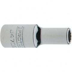 Proto - 1/4" Drive, Intermediate Hand Socket - 12 Points, 1-17/64" OAL, Steel, Full Polish Finish - Exact Tooling