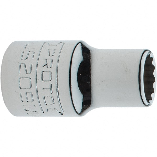 Proto - 3/8" Drive, Intermediate Hand Socket - 12 Points, 1-17/64" OAL, Steel, Full Polish Finish - Exact Tooling