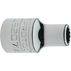 Proto - 3/8" Drive, Intermediate Hand Socket - 12 Points, 1-17/64" OAL, Steel, Full Polish Finish - Exact Tooling