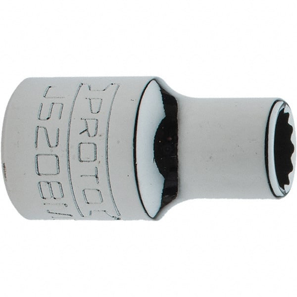 Proto - 3/8" Drive, Intermediate Hand Socket - 12 Points, 1-17/64" OAL, Steel, Full Polish Finish - Exact Tooling