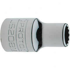 Proto - 3/8" Drive, Intermediate Hand Socket - 12 Points, 1-17/64" OAL, Steel, Full Polish Finish - Exact Tooling