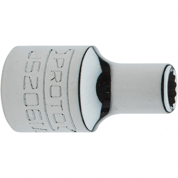 Proto - 3/8" Drive, Intermediate Hand Socket - 12 Points, 1-17/64" OAL, Steel, Full Polish Finish - Exact Tooling