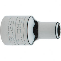 Proto - 3/8" Drive, Intermediate Hand Socket - 12 Points, 1-17/64" OAL, Steel, Full Polish Finish - Exact Tooling
