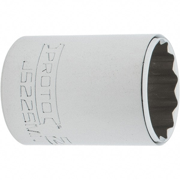Proto - 3/8" Drive, Intermediate Hand Socket - 12 Points, 1-25/32" OAL, Steel, Full Polish Finish - Exact Tooling