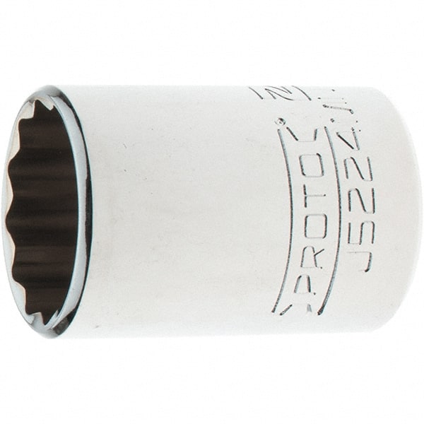 Proto - 3/8" Drive, Intermediate Hand Socket - 12 Points, 1-25/32" OAL, Steel, Full Polish Finish - Exact Tooling