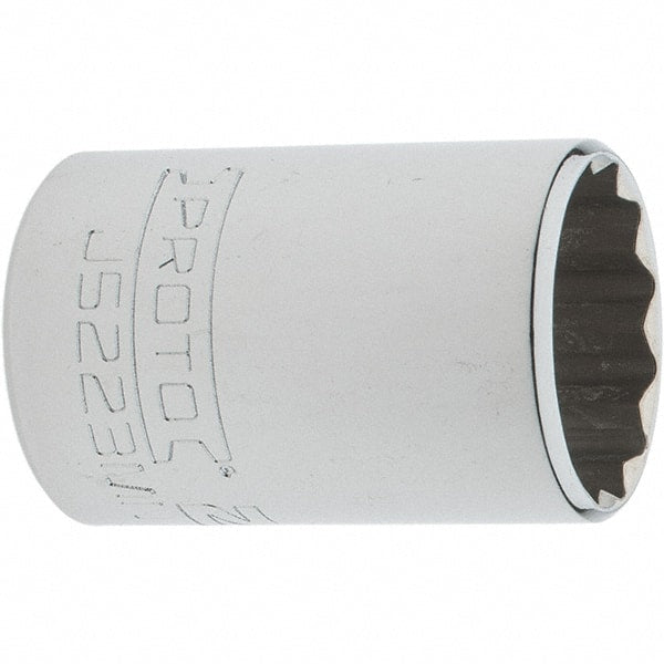 Proto - 3/8" Drive, Intermediate Hand Socket - 12 Points, 1-25/32" OAL, Steel, Full Polish Finish - Exact Tooling
