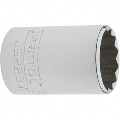 Proto - 3/8" Drive, Intermediate Hand Socket - 12 Points, 1-25/32" OAL, Steel, Full Polish Finish - Exact Tooling