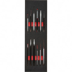 Proto - 12 Piece Diamont Point Chisel, Cold Chisel, Solid, Pin & Center Punch Set - 7/32 to 1/2" Chisel, 1/16 to 3/8" Punch - Exact Tooling