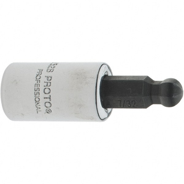 Proto - 1/4" Drive, 7/32" Hex Bit Socket - 1-1/2" OAL, 1.047" Bit Length, Ball End - Exact Tooling