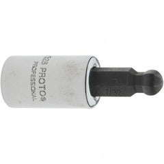 Proto - 1/4" Drive, 7/32" Hex Bit Socket - 1-1/2" OAL, 1.047" Bit Length, Ball End - Exact Tooling