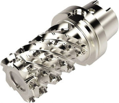 Seco - 80mm Cut Diam, 200mm OAL, Indexable Square Shoulder Helical End Mill - LO.. 12 Inserts, HSK100A Taper Shank, 90° Lead Angle, Through Coolant, Series Square T4-08 - Exact Tooling