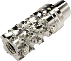 Seco - 63mm Cut Diam, 163mm OAL, Indexable Square Shoulder Helical End Mill - LO.. 12 Inserts, C6 Modular Connection, 90° Lead Angle, Series Square T4-08 - Exact Tooling