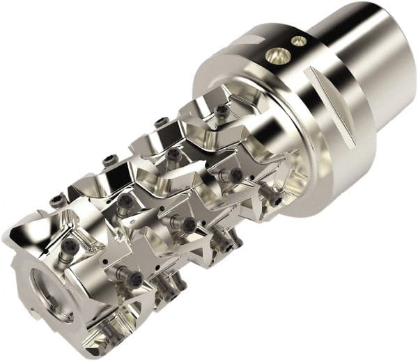 Seco - 50mm Cut Diam, 153mm OAL, Indexable Square Shoulder Helical End Mill - LO.. 12 Inserts, C6 Modular Connection, 90° Lead Angle, Through Coolant, Series Square T4-08 - Exact Tooling