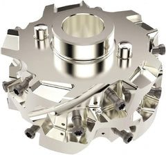 Seco - 3" Cut Diam, 27mm Shank Diam, 45.5mm OAL, Indexable Square Shoulder Helical End Mill - LO.. 13 Inserts, Cylindrical Shank, 90° Lead Angle, Series Square T4-08 - Exact Tooling