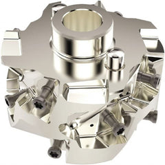 Seco - 2-1/2" Cut Diam, 22mm Shank Diam, 45.5mm OAL, Indexable Square Shoulder Helical End Mill - LO.. 14 Inserts, Cylindrical Shank, 90° Lead Angle, Series Square T4-08 - Exact Tooling