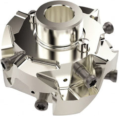 Seco - 50mm Cut Diam, 18mm Shank Diam, 33.5mm OAL, Indexable Square Shoulder Helical End Mill - LO.. 12 Inserts, Cylindrical Shank, 90° Lead Angle, Series Square T4-08 - Exact Tooling