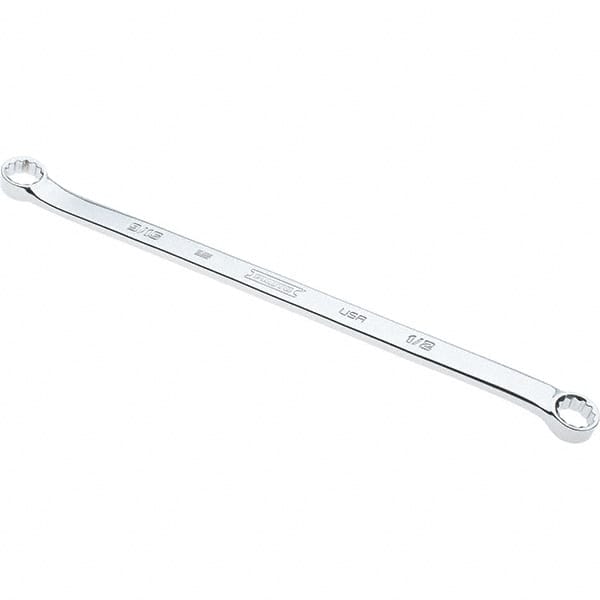 Proto - 1/2" x 9/16" 12 Point Box Wrench - Double End, 53/64" Head Diam x 3/8" Head Thickness, 11-35/64" OAL, Steel, Polished Finish, 15° Offset - Exact Tooling