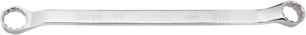Proto - 7/8" x 15/16" 12 Point Box Wrench - Double End, 1-19/64" Head Diam x 1-13/64" Head Thickness, 13-19/32" OAL, Steel, Polished Finish, 15° Offset - Exact Tooling