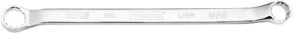 Proto - 5/8" x 11/16" 12 Point Box Wrench - Double End, 1" Head Diam x 29/32" Head Thickness, 10-19/32" OAL, Steel, Polished Finish, 15° Offset - Exact Tooling
