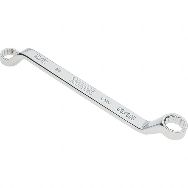Proto - 5/8 x 11/16" 12 Point Box Wrench - Double End, 29/32" Head Diam x 1" Head Thickness, 9-3/4" OAL, Steel, Polished Finish, 15° Offset - Exact Tooling
