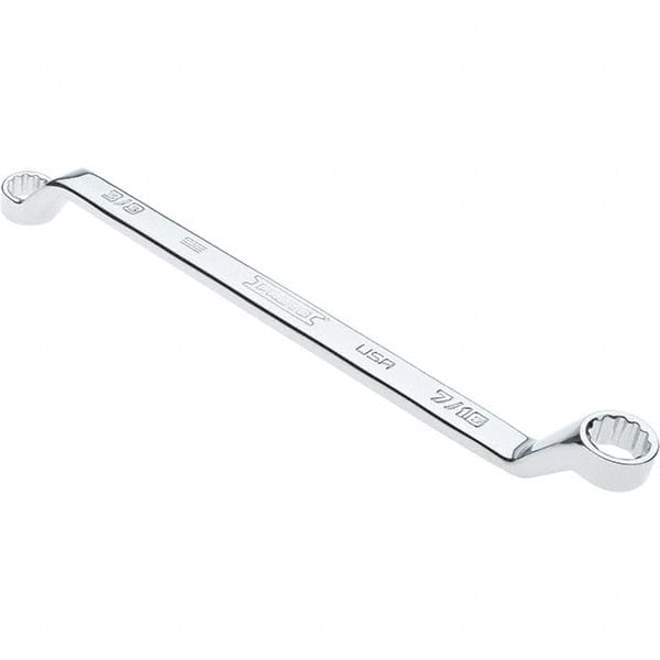 Proto - 3/8" x 7/16" 12 Point Box Wrench - Double End, 19/32" Head Diam x 41/64" Head Thickness, 7-1/2" OAL, Steel, Polished Finish, 15° Offset - Exact Tooling