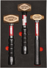 Proto - 3 Piece, 2-5/8, 1-1/2, 1 Lb Head Weight, Dead Blow Hammer Set - 12" OAL, Fiberglass Handles - Exact Tooling