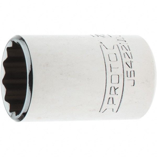 Proto - 1/2" Drive, Standard Hand Socket - 12 Points, 1-35/64" OAL, Steel, Chrome Finish - Exact Tooling