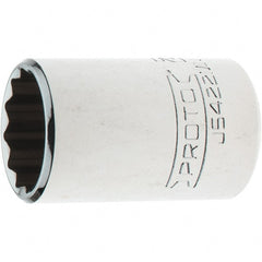 Proto - 1/2" Drive, Standard Hand Socket - 12 Points, 1-35/64" OAL, Steel, Chrome Finish - Exact Tooling