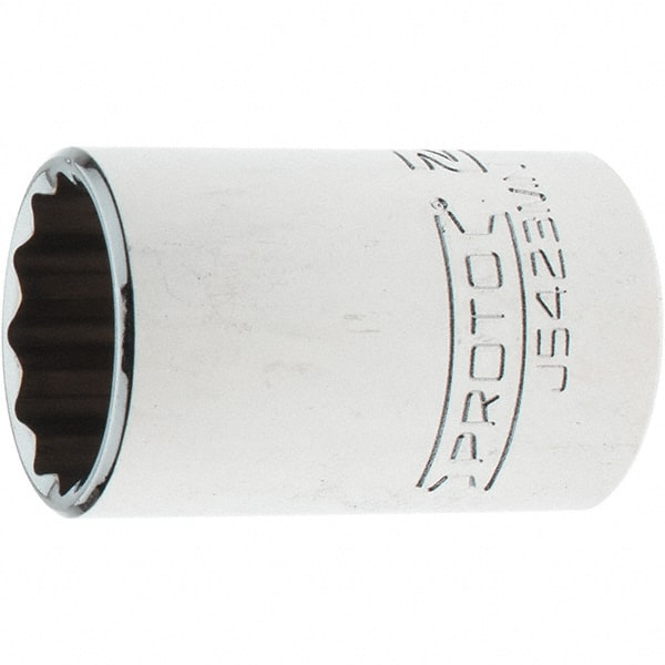 Proto - 1/2" Drive, Standard Hand Socket - 12 Points, 1-13/16" OAL, Steel, Chrome Finish - Exact Tooling