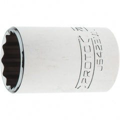 Proto - 1/2" Drive, Standard Hand Socket - 12 Points, 1-13/16" OAL, Steel, Chrome Finish - Exact Tooling