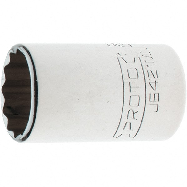 Proto - 1/2" Drive, Standard Hand Socket - 12 Points, 1-13/32" OAL, Steel, Chrome Finish - Exact Tooling
