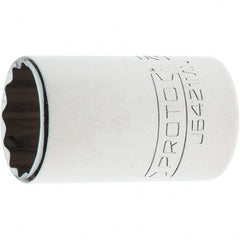 Proto - 1/2" Drive, Standard Hand Socket - 12 Points, 1-13/32" OAL, Steel, Chrome Finish - Exact Tooling