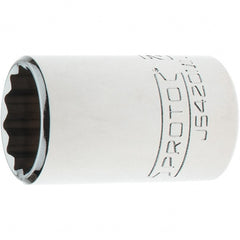 Proto - 1/2" Drive, Standard Hand Socket - 12 Points, 1-3/4" OAL, Steel, Chrome Finish - Exact Tooling