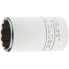 Proto - 1/2" Drive, Standard Hand Socket - 12 Points, 1-3/4" OAL, Steel, Chrome Finish - Exact Tooling