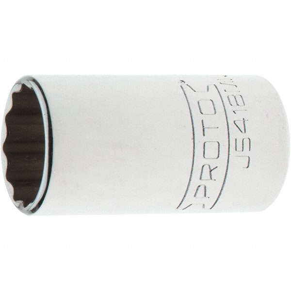 Proto - 1/2" Drive, Standard Hand Socket - 12 Points, 1-47/64" OAL, Steel, Chrome Finish - Exact Tooling