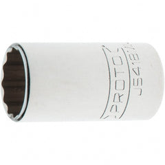 Proto - 1/2" Drive, Standard Hand Socket - 12 Points, 1-47/64" OAL, Steel, Chrome Finish - Exact Tooling