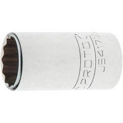 Proto - 1/2" Drive, Standard Hand Socket - 12 Points, 1-47/64" OAL, Steel, Chrome Finish - Exact Tooling