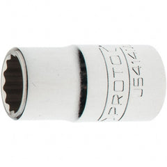 Proto - 1/2" Drive, Standard Hand Socket - 12 Points, 1-5/8" OAL, Steel, Chrome Finish - Exact Tooling