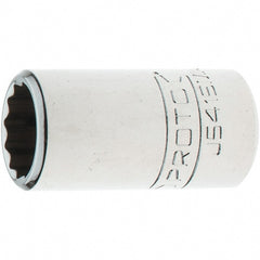 Proto - 1/2" Drive, Standard Hand Socket - 12 Points, 1-5/8" OAL, Steel, Chrome Finish - Exact Tooling