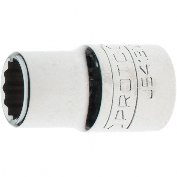Proto - 1/2" Drive, Standard Hand Socket - 12 Points, 1-5/8" OAL, Steel, Chrome Finish - Exact Tooling