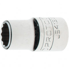 Proto - 1/2" Drive, Standard Hand Socket - 12 Points, 1-5/8" OAL, Steel, Chrome Finish - Exact Tooling