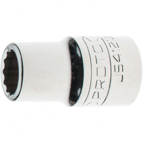 Proto - 1/2" Drive, Standard Hand Socket - 12 Points, 1-17/32" OAL, Steel, Chrome Finish - Exact Tooling