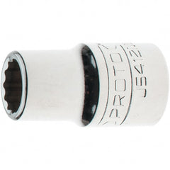 Proto - 1/2" Drive, Standard Hand Socket - 12 Points, 1-17/32" OAL, Steel, Chrome Finish - Exact Tooling