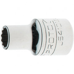 Proto - 1/2" Drive, Standard Hand Socket - 12 Points, 1-17/32" OAL, Steel, Chrome Finish - Exact Tooling