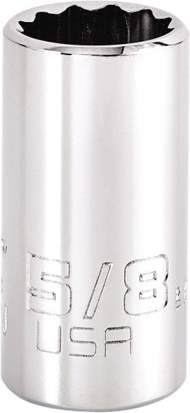 Proto - 5/8", 1/2" Drive, Standard Hand Socket - 12 Points, 1-45/64" OAL, Steel, Chrome Finish - Exact Tooling